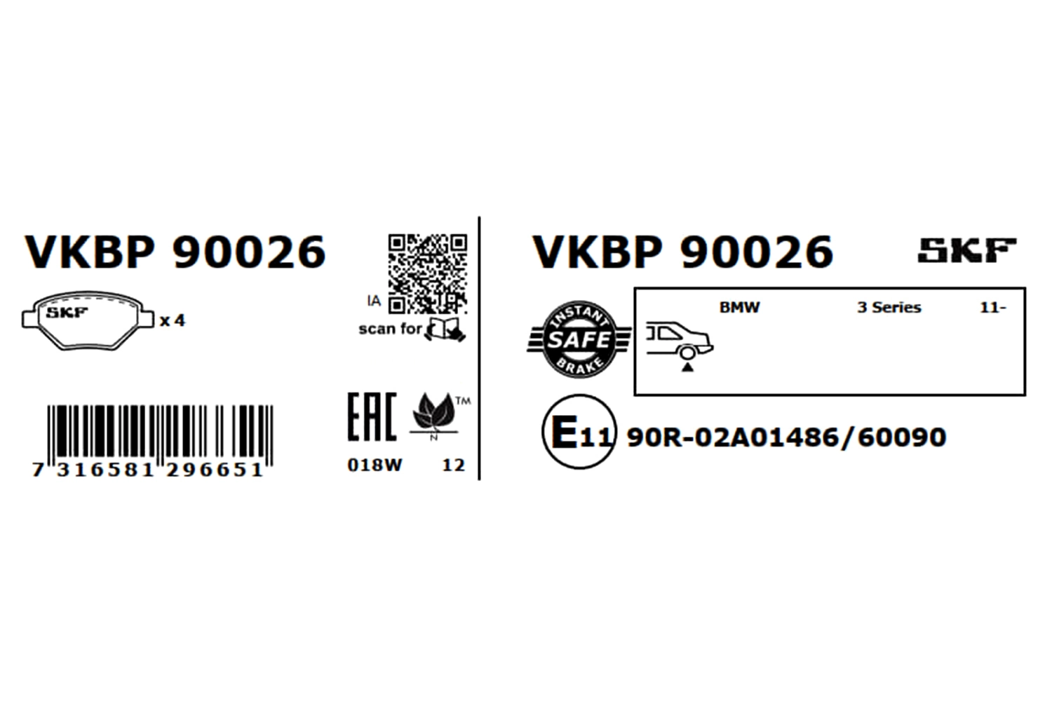 Brake Pad Set, disc brake VKBP 90026