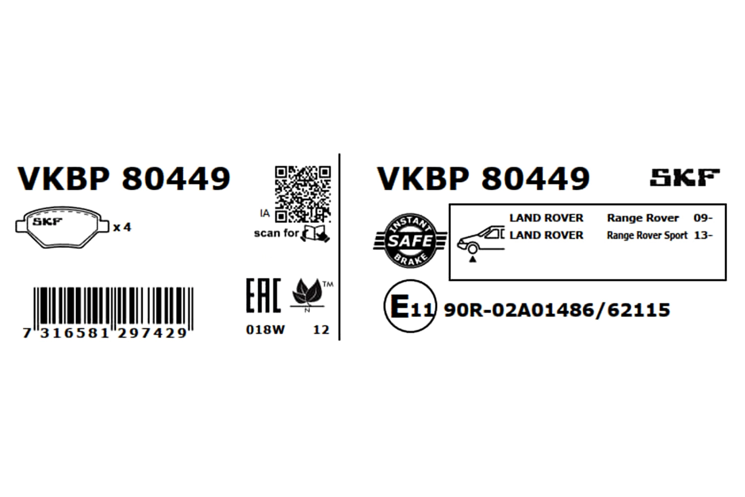 SKF VKBP 80449 Brake Pad Set, disc brake