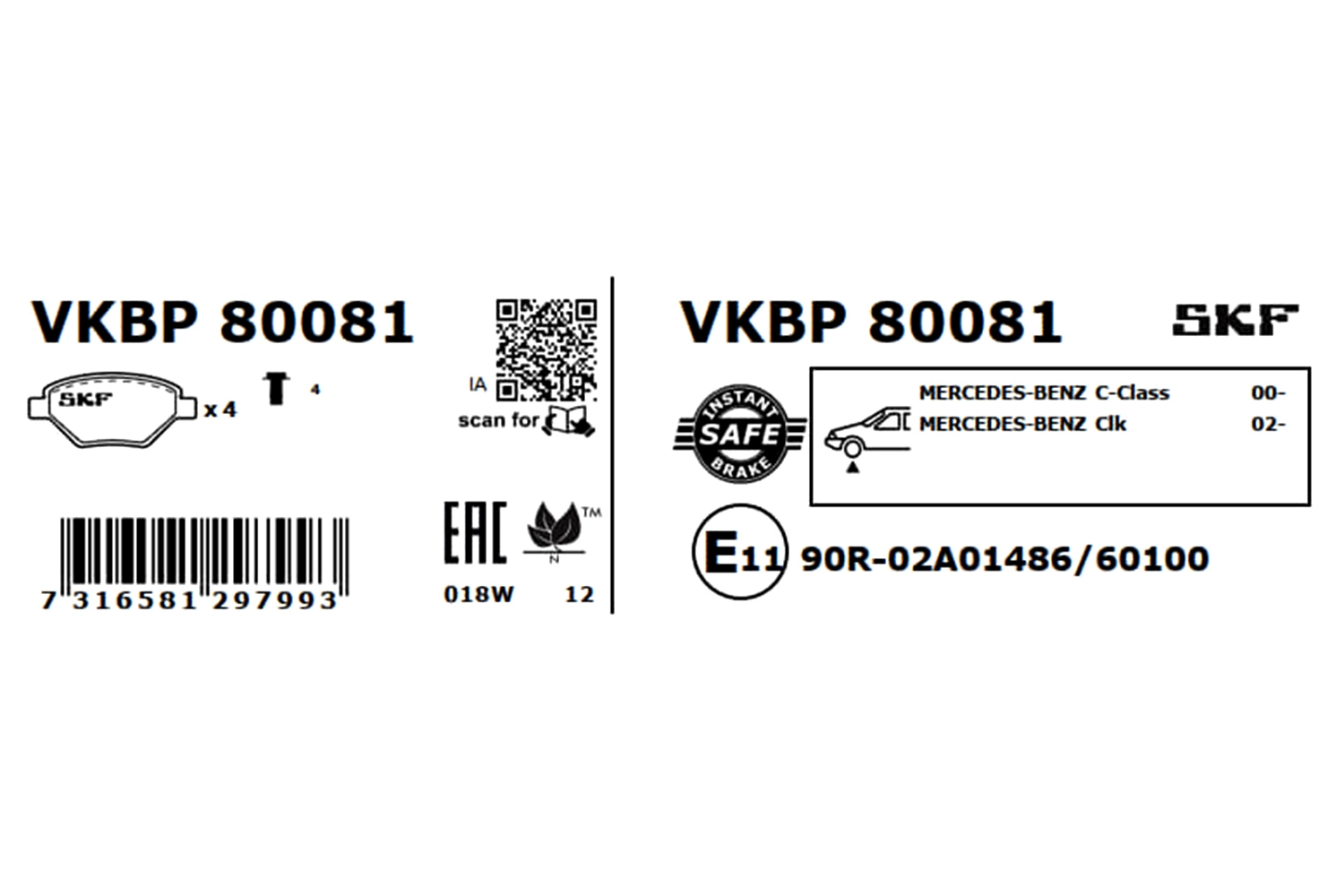 Brake Pad Set, disc brake VKBP 80081