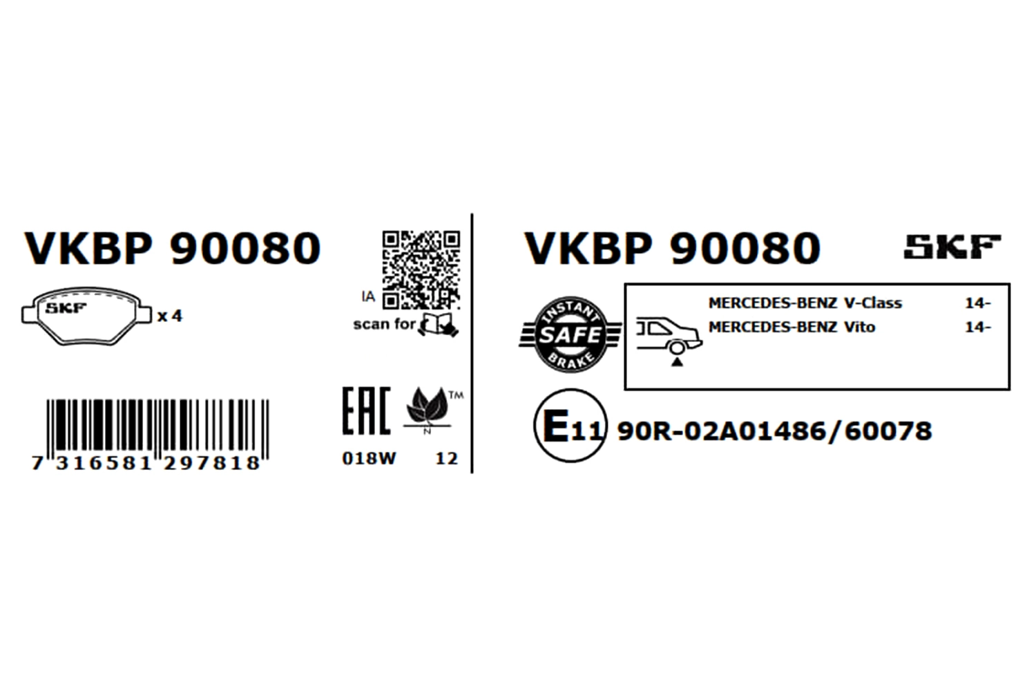 Brake Pad Set, disc brake VKBP 90080