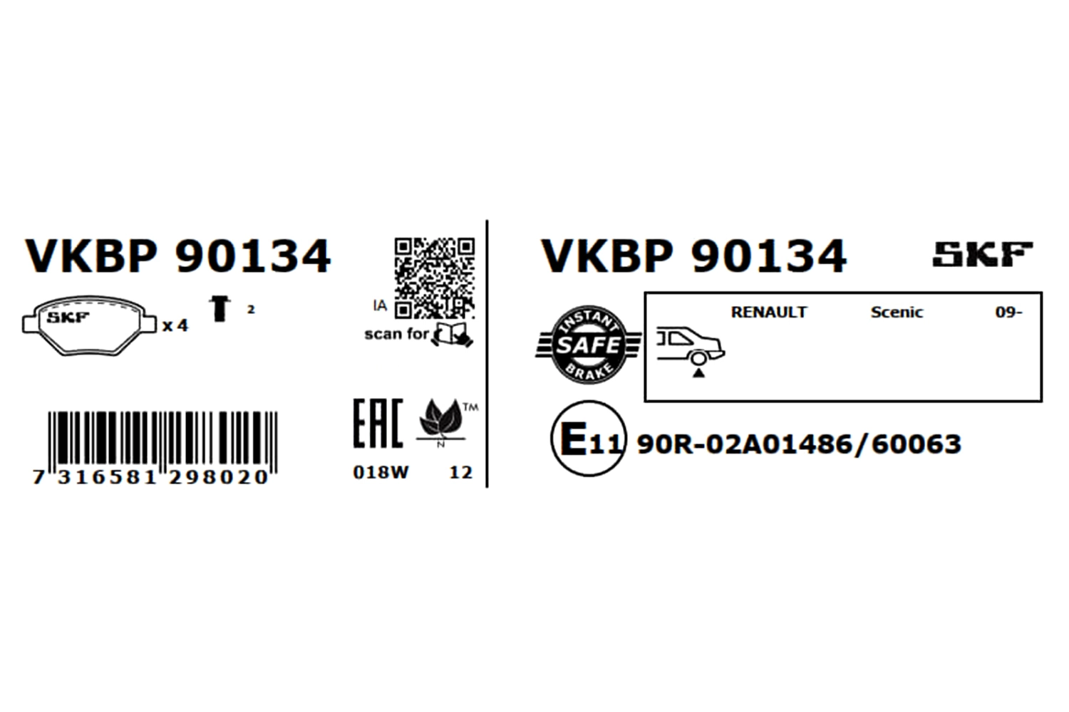Brake Pad Set, disc brake VKBP 90134