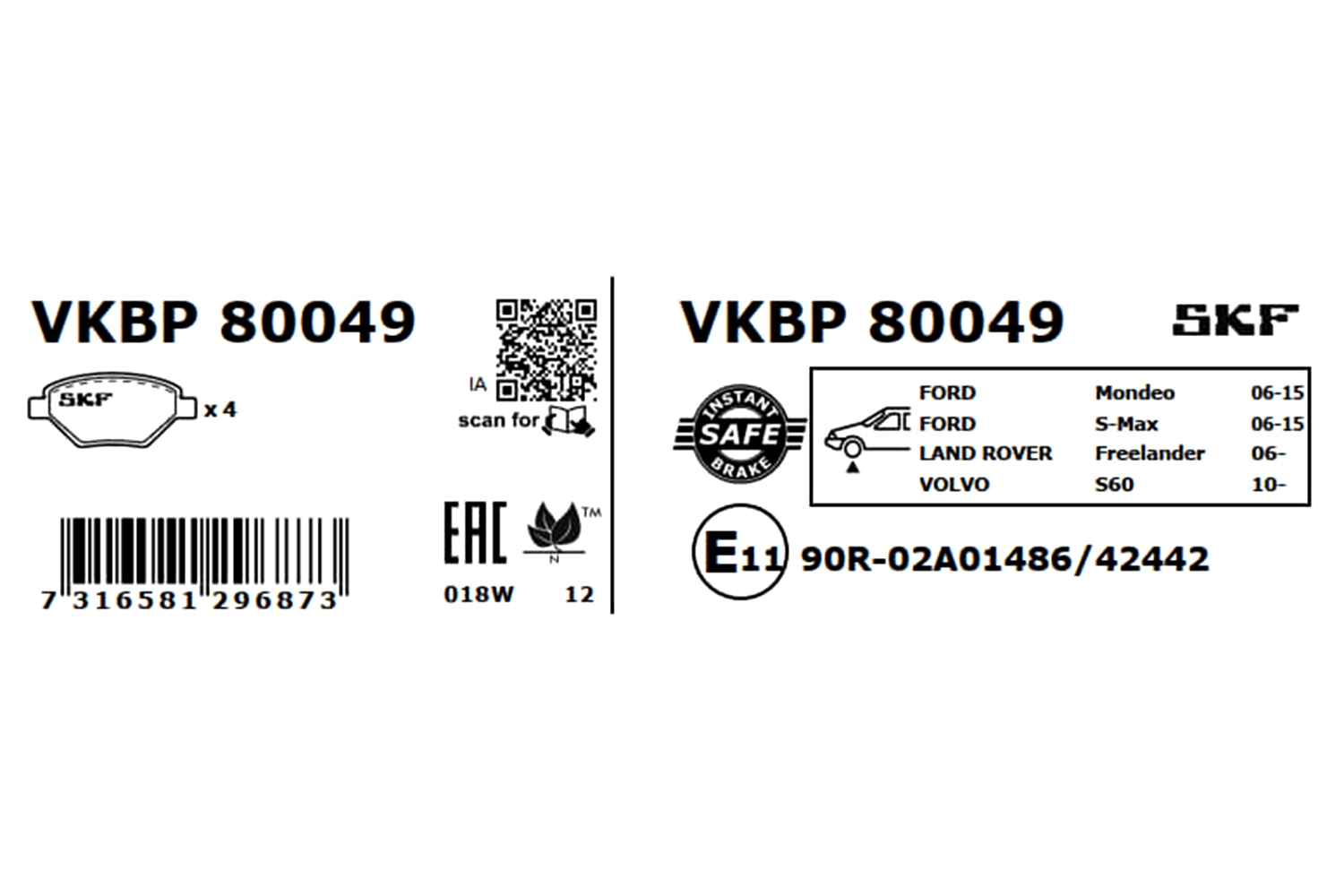Brake Pad Set, disc brake VKBP 80049