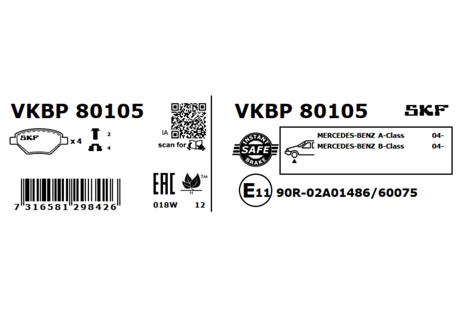 Brake Pad Set, disc brake VKBP 80105