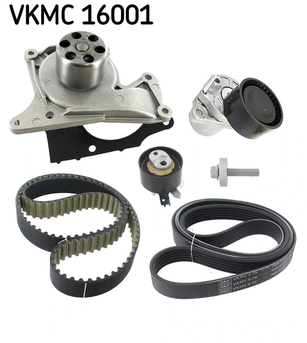 SKF VKMC 16001 Water Pump + Timing/V-ribbed Belt Set