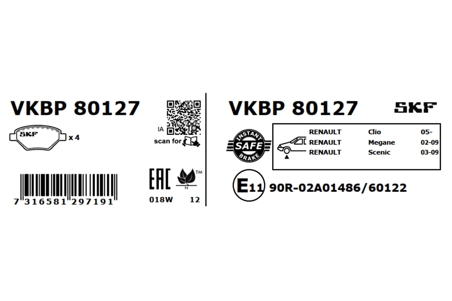 Brake Pad Set, disc brake VKBP 80127