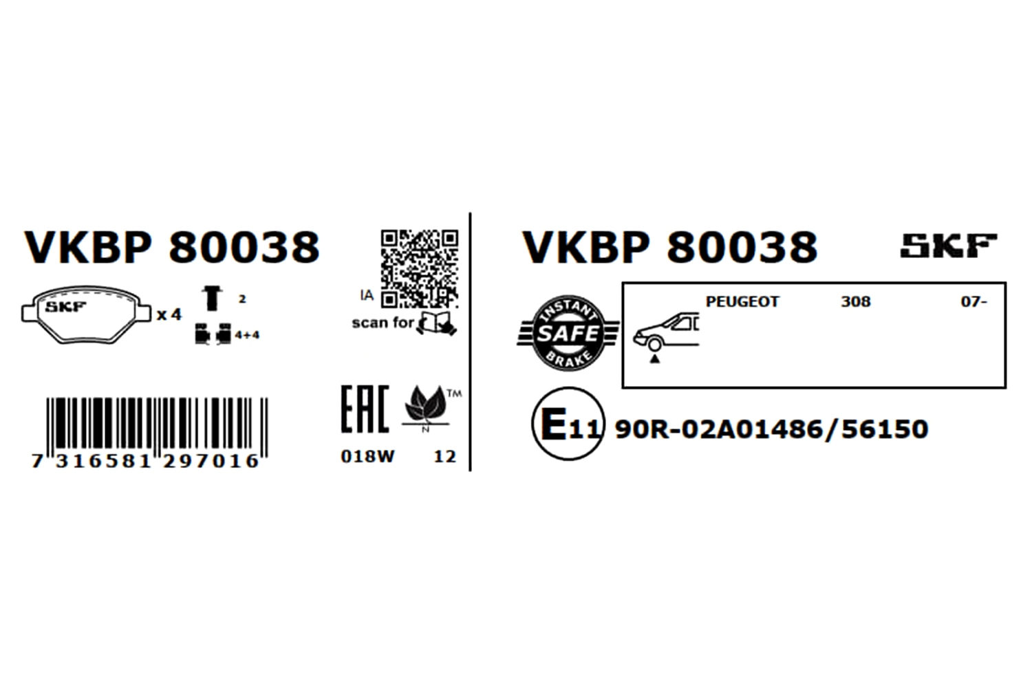 Brake Pad Set, disc brake VKBP 80038