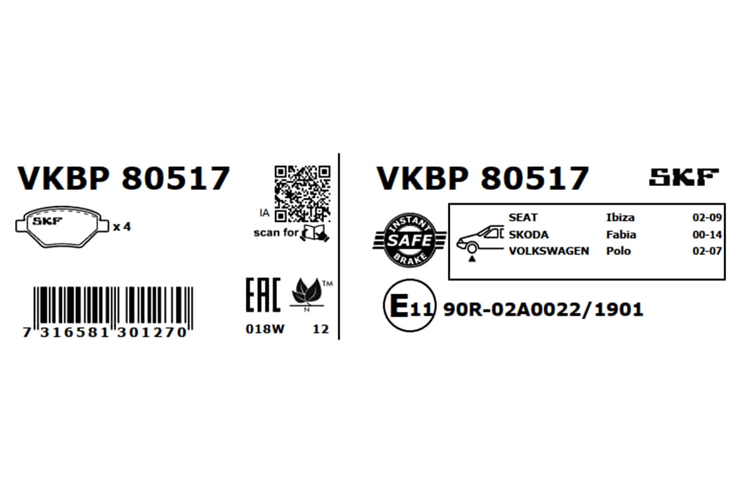 Brake Pad Set, disc brake VKBP 80517