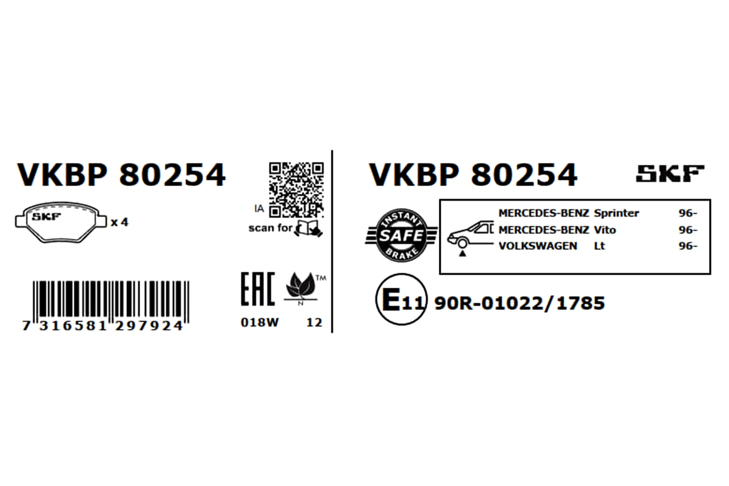 Brake Pad Set, disc brake VKBP 80254