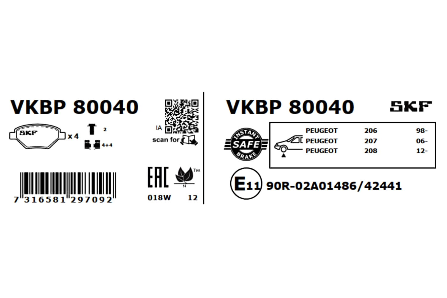 Brake Pad Set, disc brake VKBP 80040
