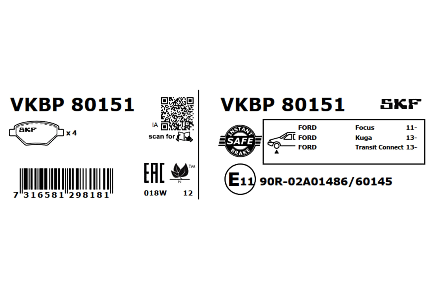 Brake Pad Set, disc brake VKBP 80151