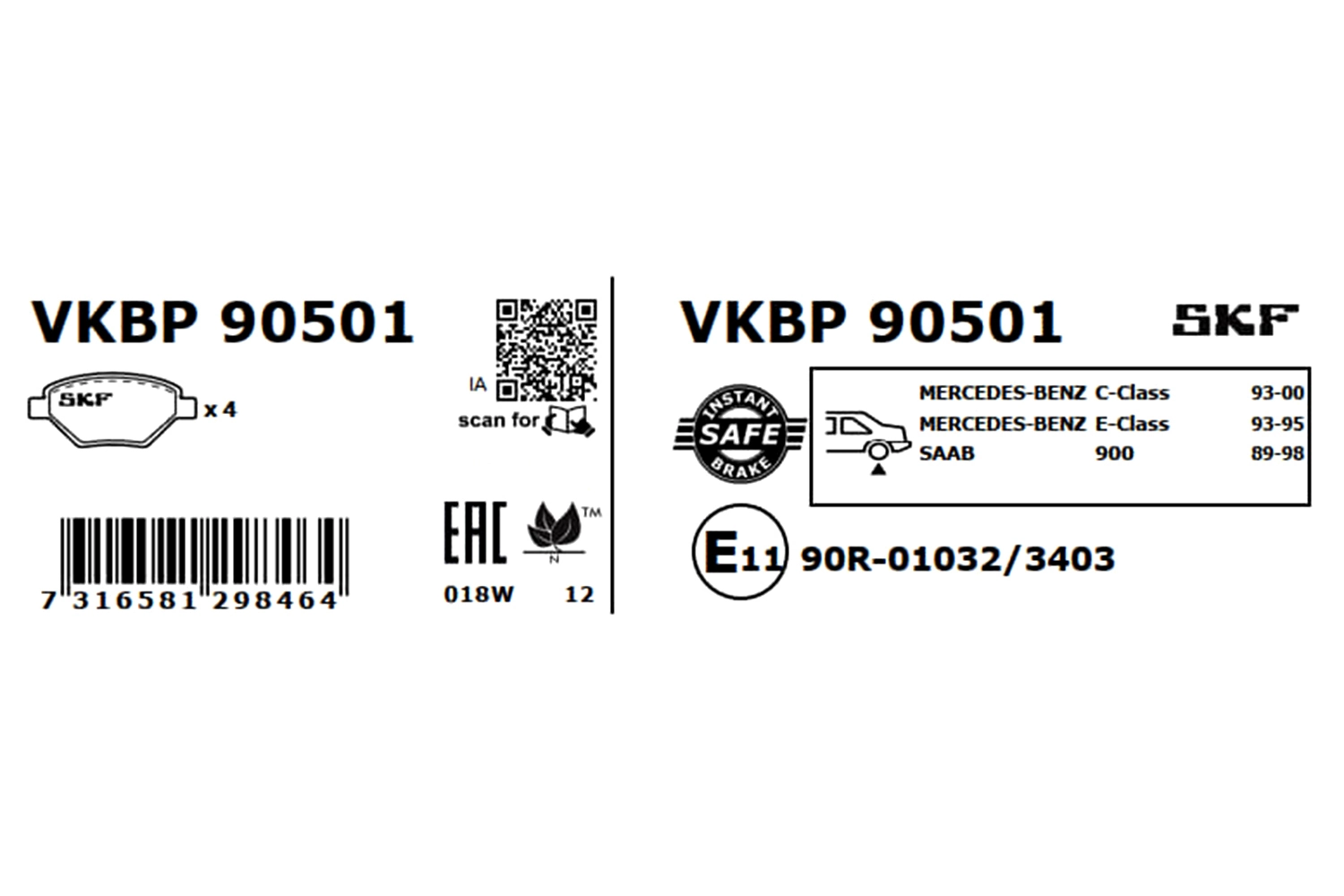 Brake Pad Set, disc brake VKBP 90501