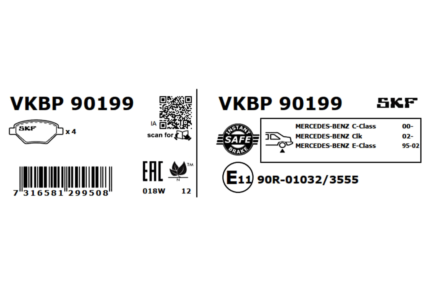 Brake Pad Set, disc brake VKBP 90199