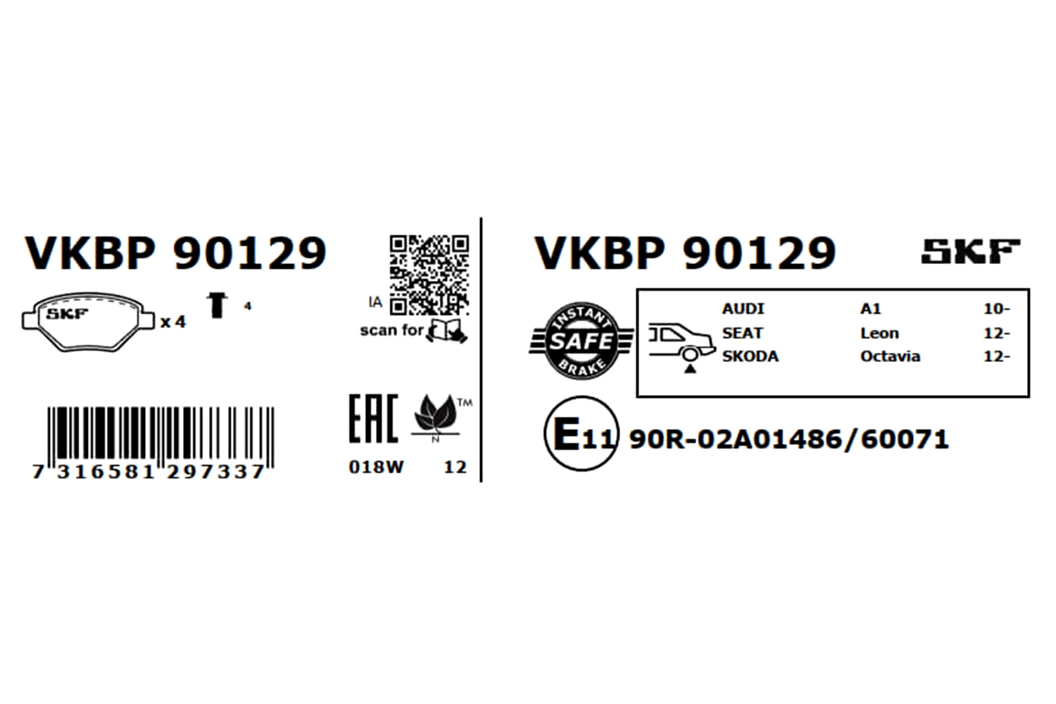 Brake Pad Set, disc brake VKBP 90129