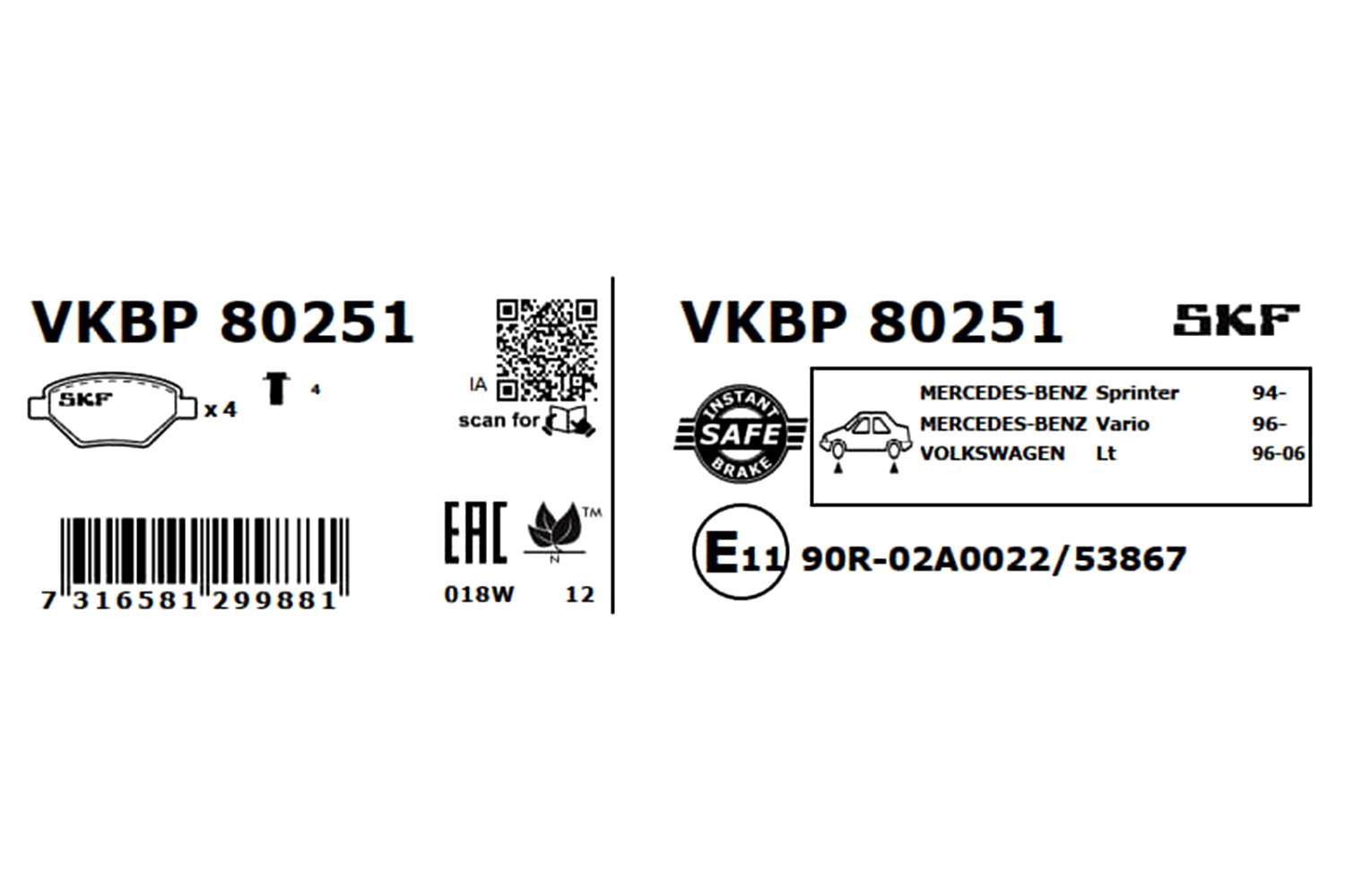 Brake Pad Set, disc brake VKBP 80251