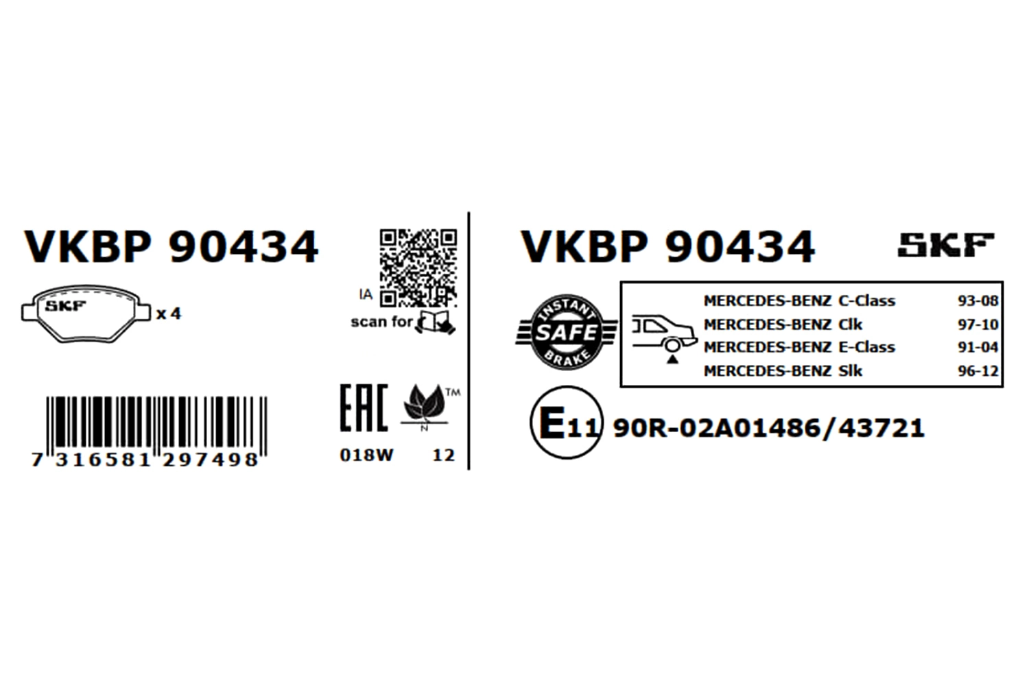 Brake Pad Set, disc brake VKBP 90434