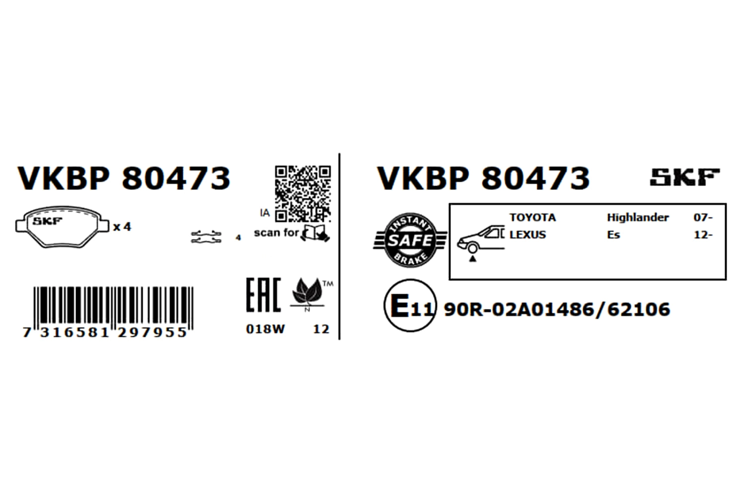 Brake Pad Set, disc brake VKBP 80473