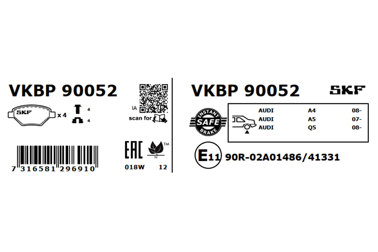 Brake Pad Set, disc brake VKBP 90052