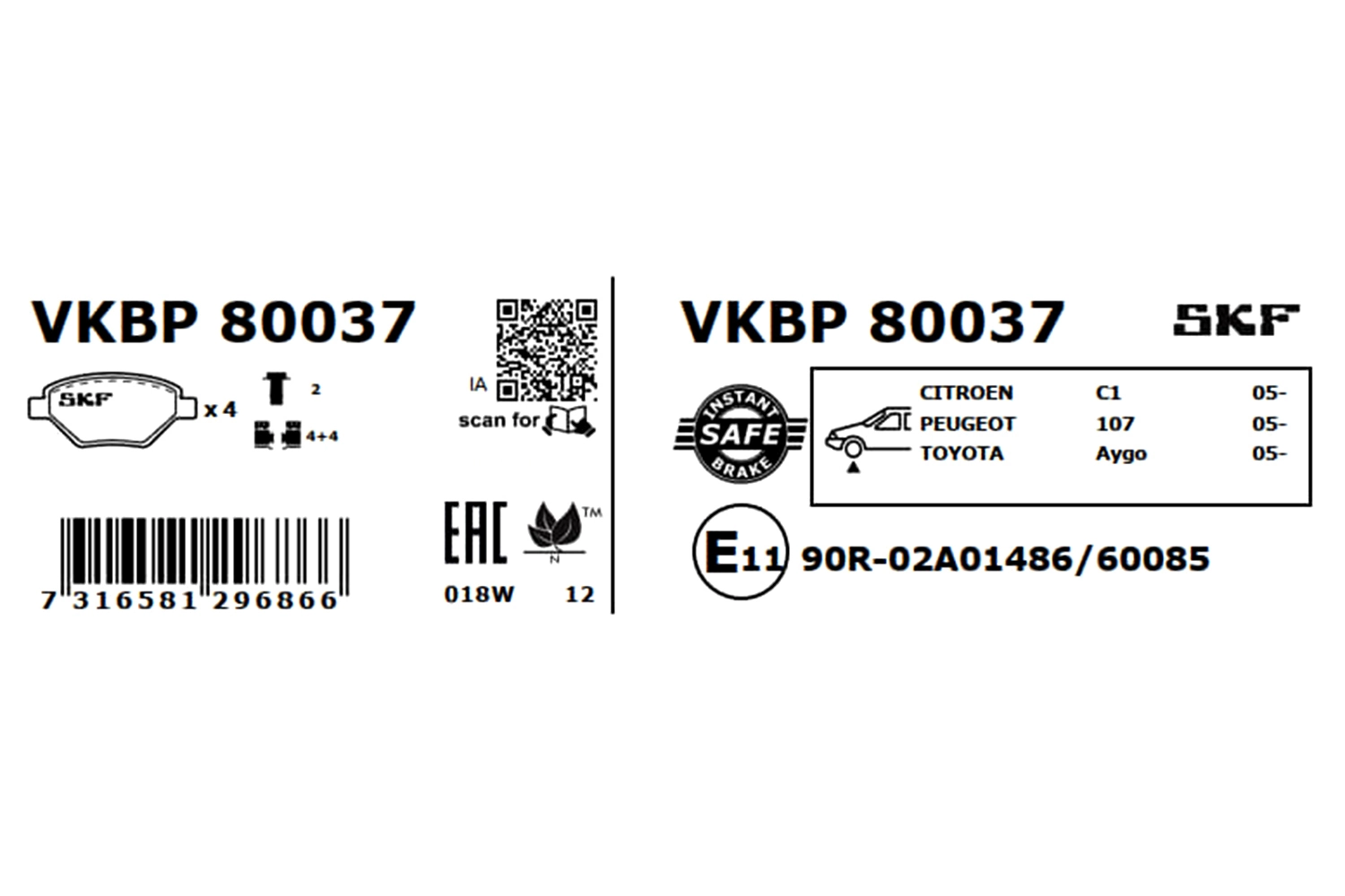 Brake Pad Set, disc brake VKBP 80037