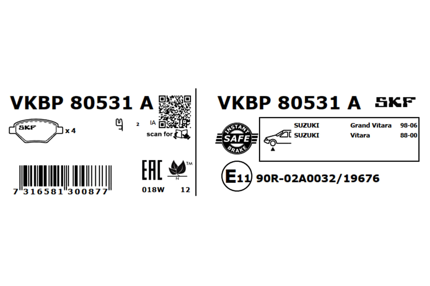 Brake Pad Set, disc brake VKBP 80531 A