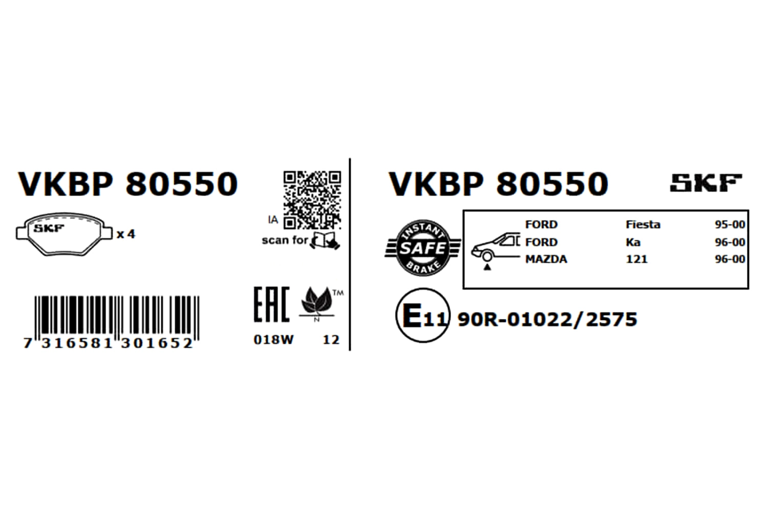 Brake Pad Set, disc brake VKBP 80550