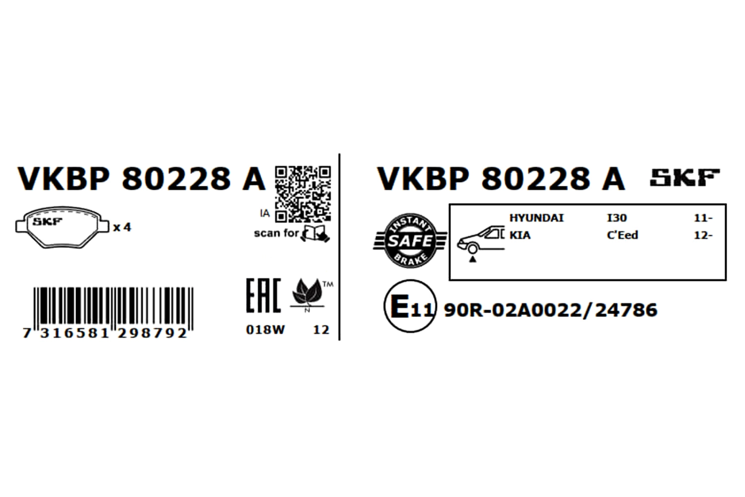 Brake Pad Set, disc brake VKBP 80228 A