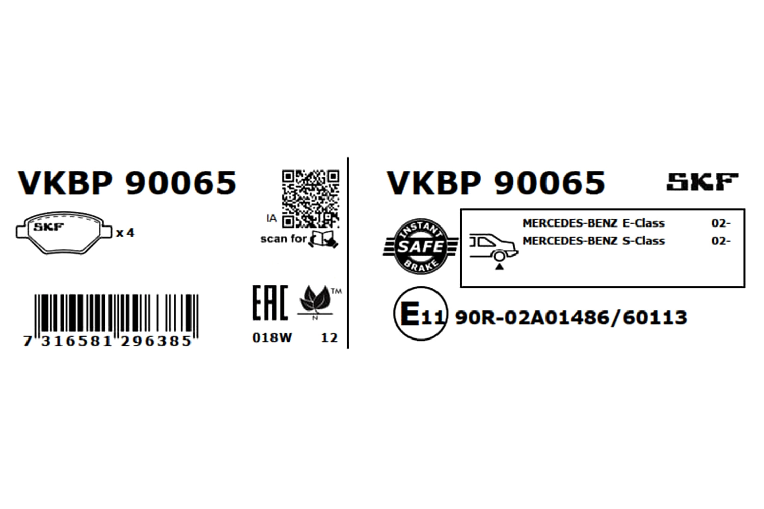 Brake Pad Set, disc brake VKBP 90065