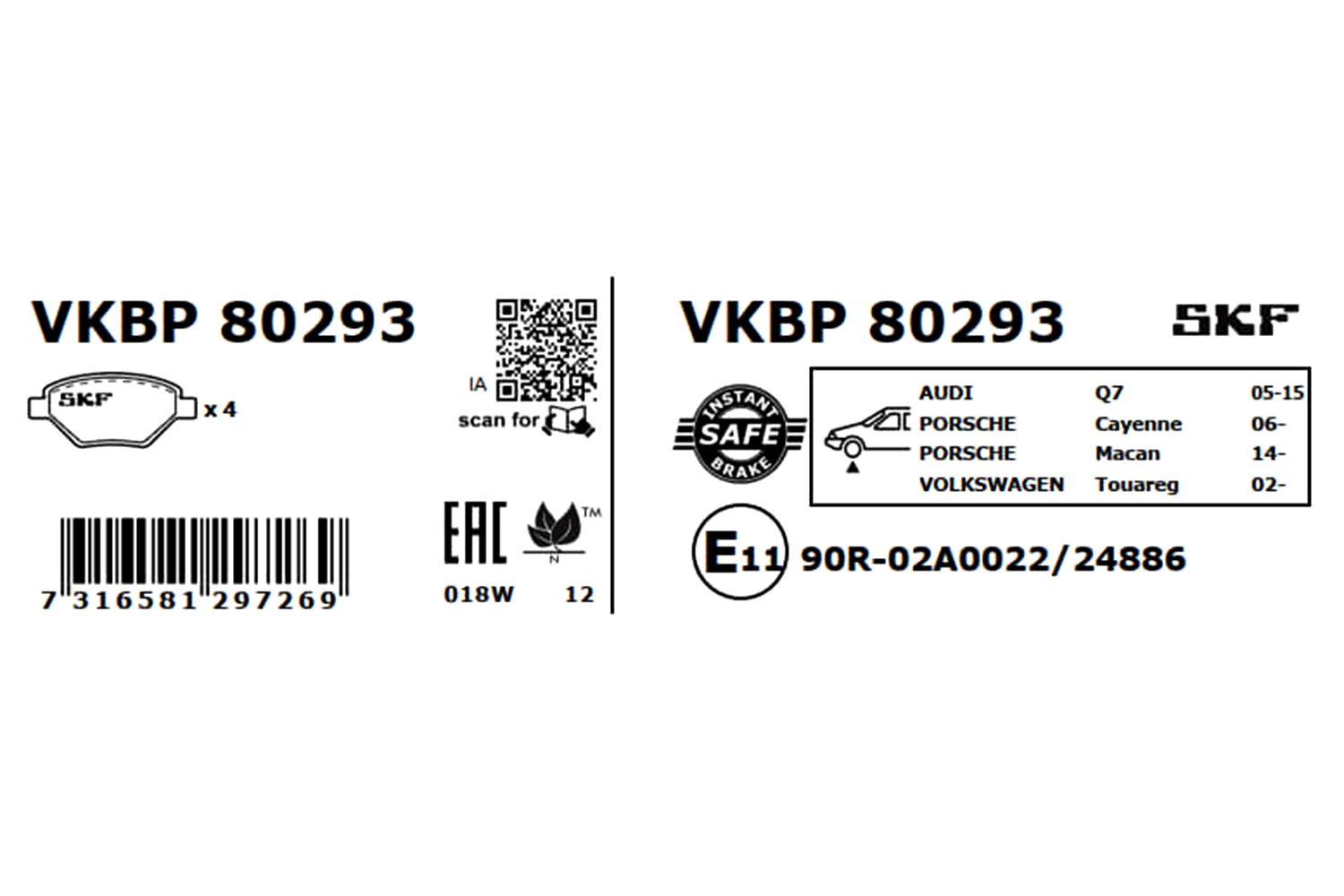 Brake Pad Set, disc brake VKBP 80293