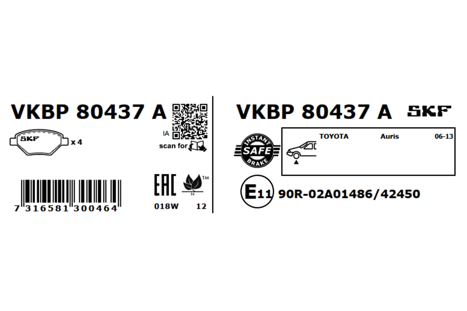 SKF VKBP 80437 A Brake Pad Set, disc brake
