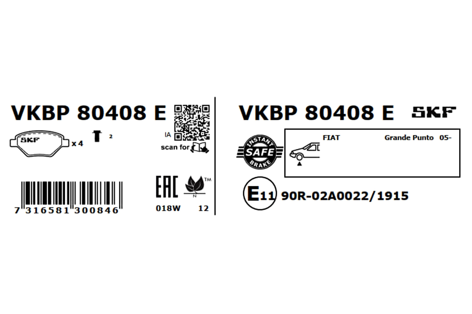 Brake Pad Set, disc brake VKBP 80408 E