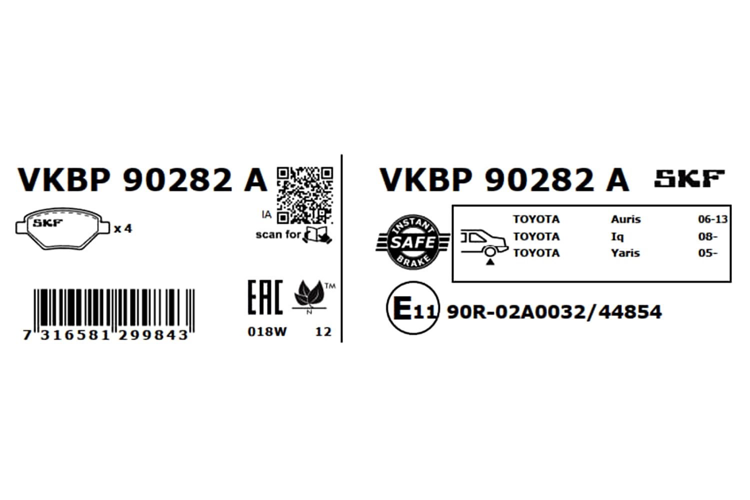 Brake Pad Set, disc brake VKBP 90282 A