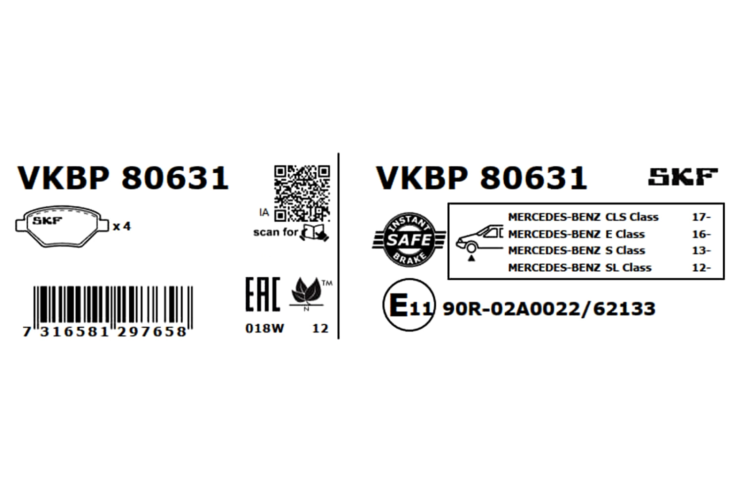 Brake Pad Set, disc brake VKBP 80631
