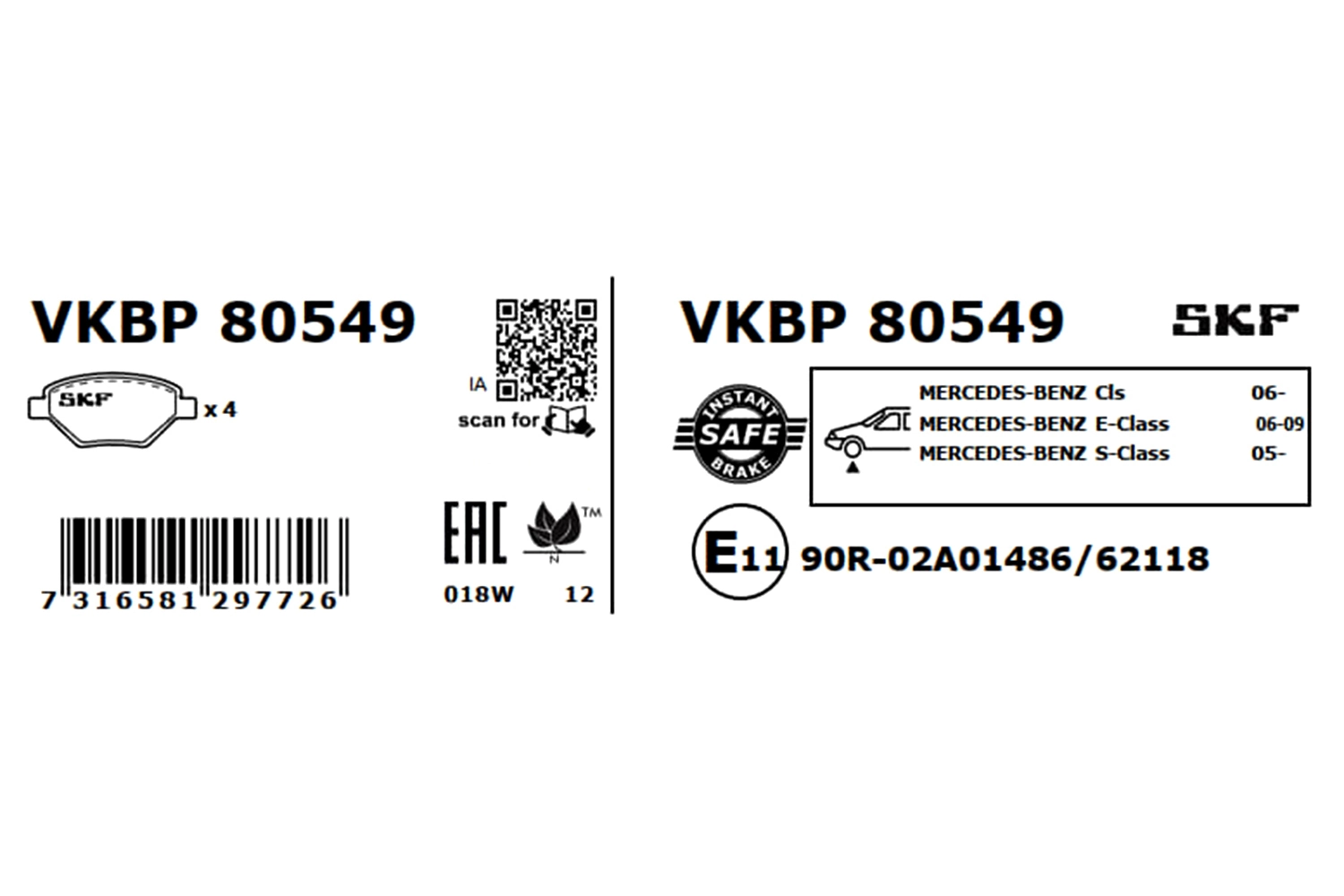 Brake Pad Set, disc brake VKBP 80549