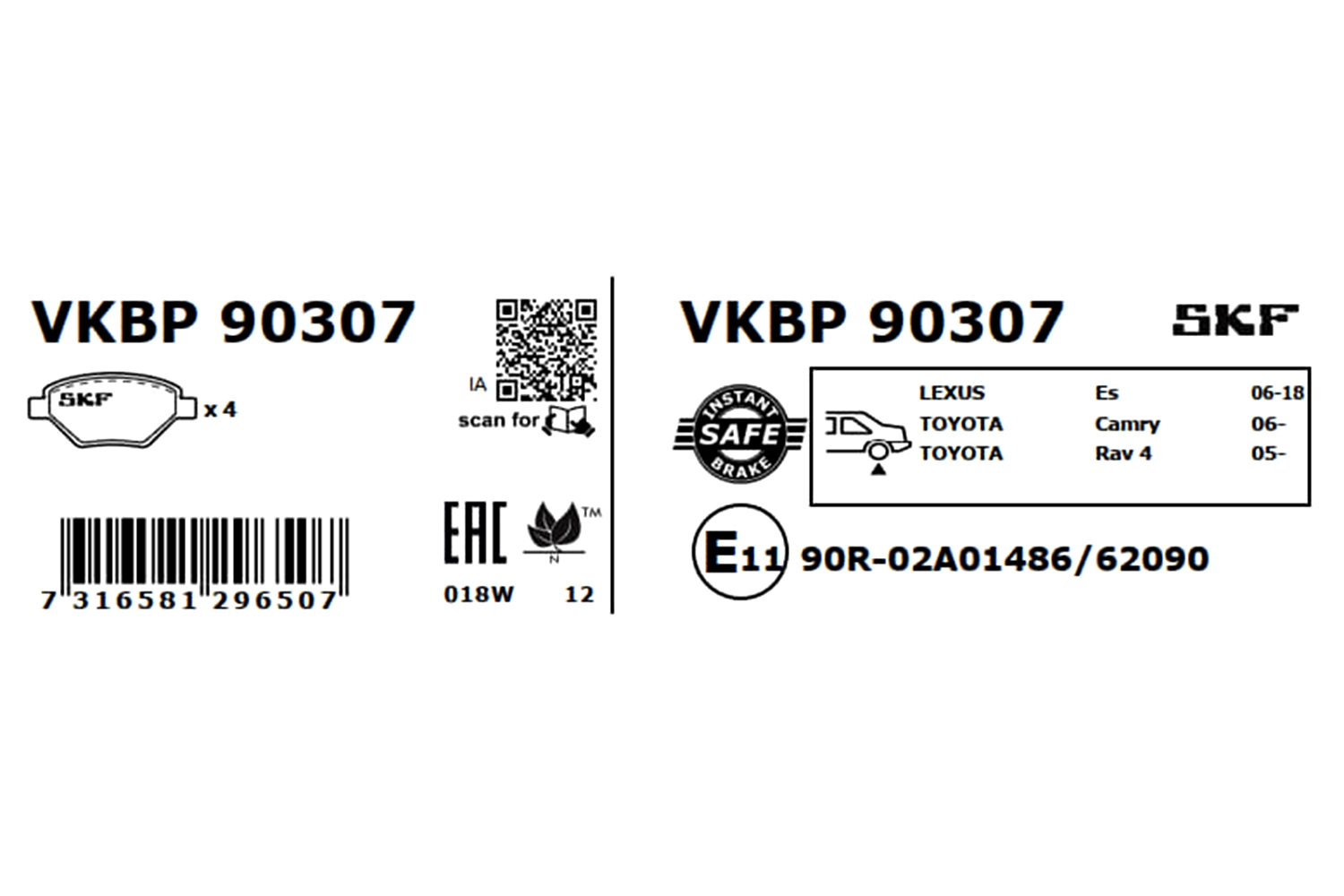 Brake Pad Set, disc brake VKBP 90307