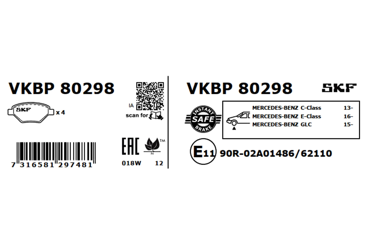Brake Pad Set, disc brake VKBP 80298