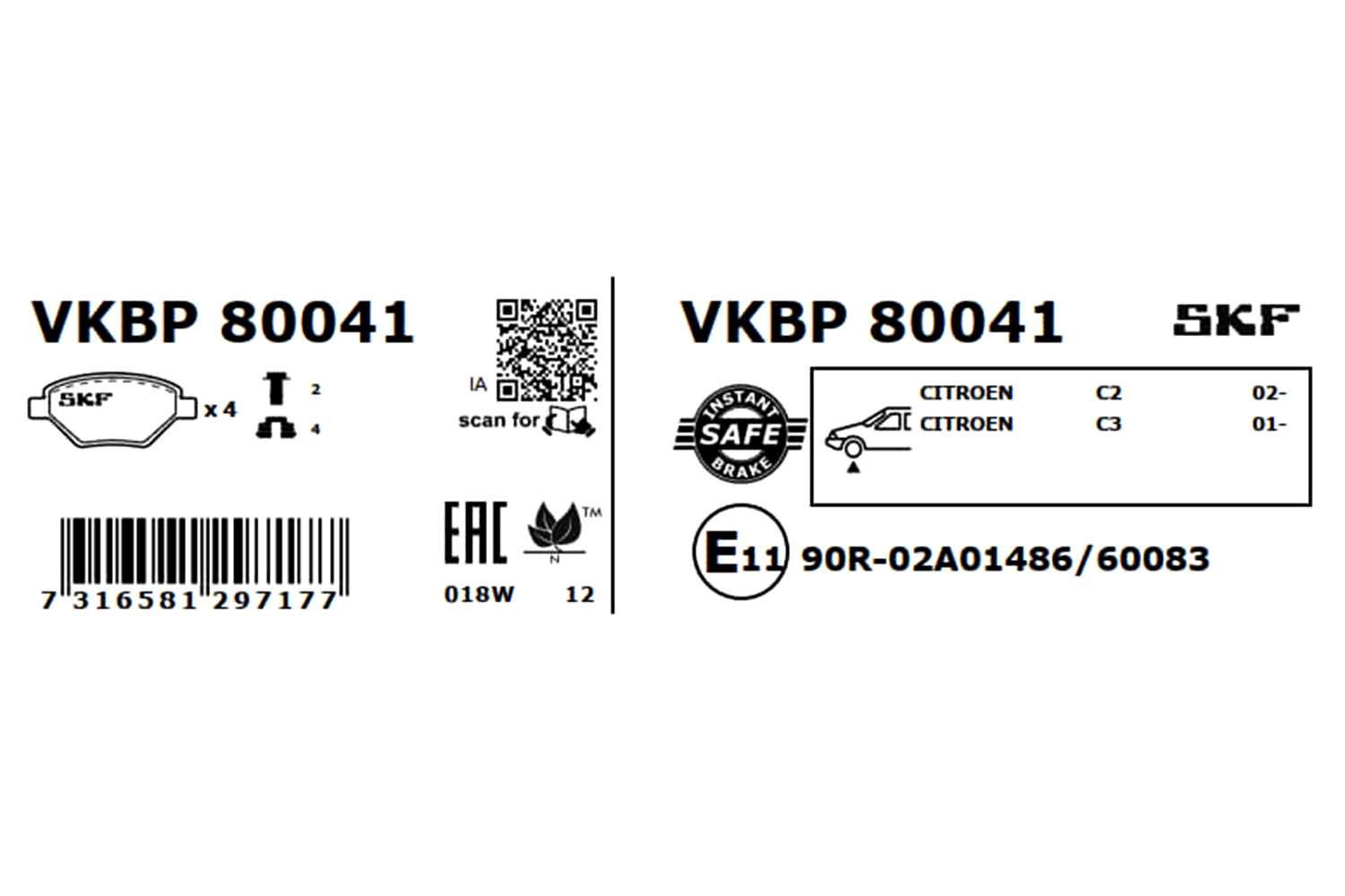 Brake Pad Set, disc brake VKBP 80041