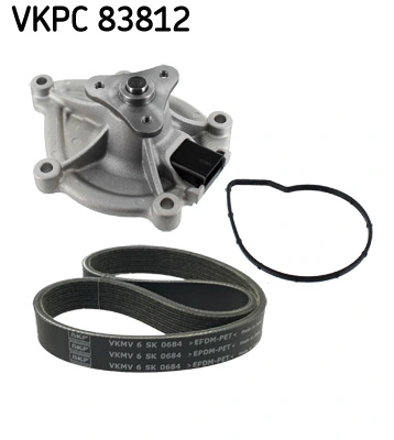 Water Pump + V-Ribbed Belt Kit VKMC 33843