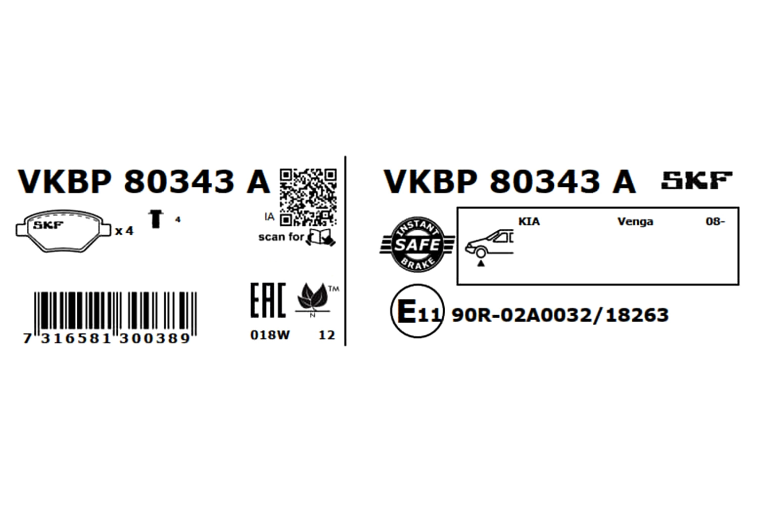 SKF VKBP 80343 A Brake Pad Set, disc brake