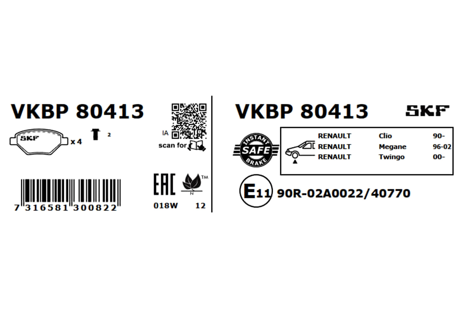 Brake Pad Set, disc brake VKBP 80413