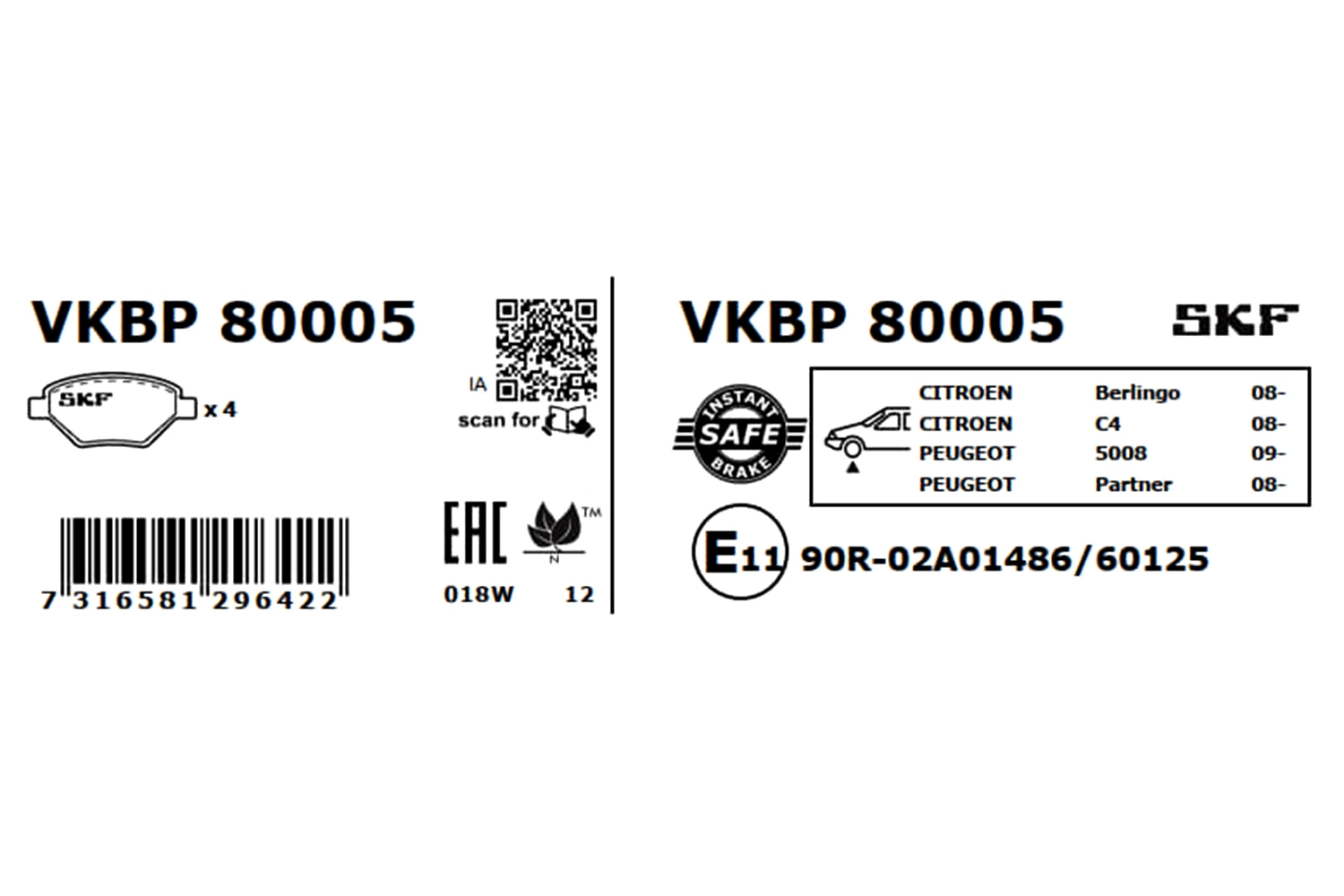 Brake Pad Set, disc brake VKBP 80005