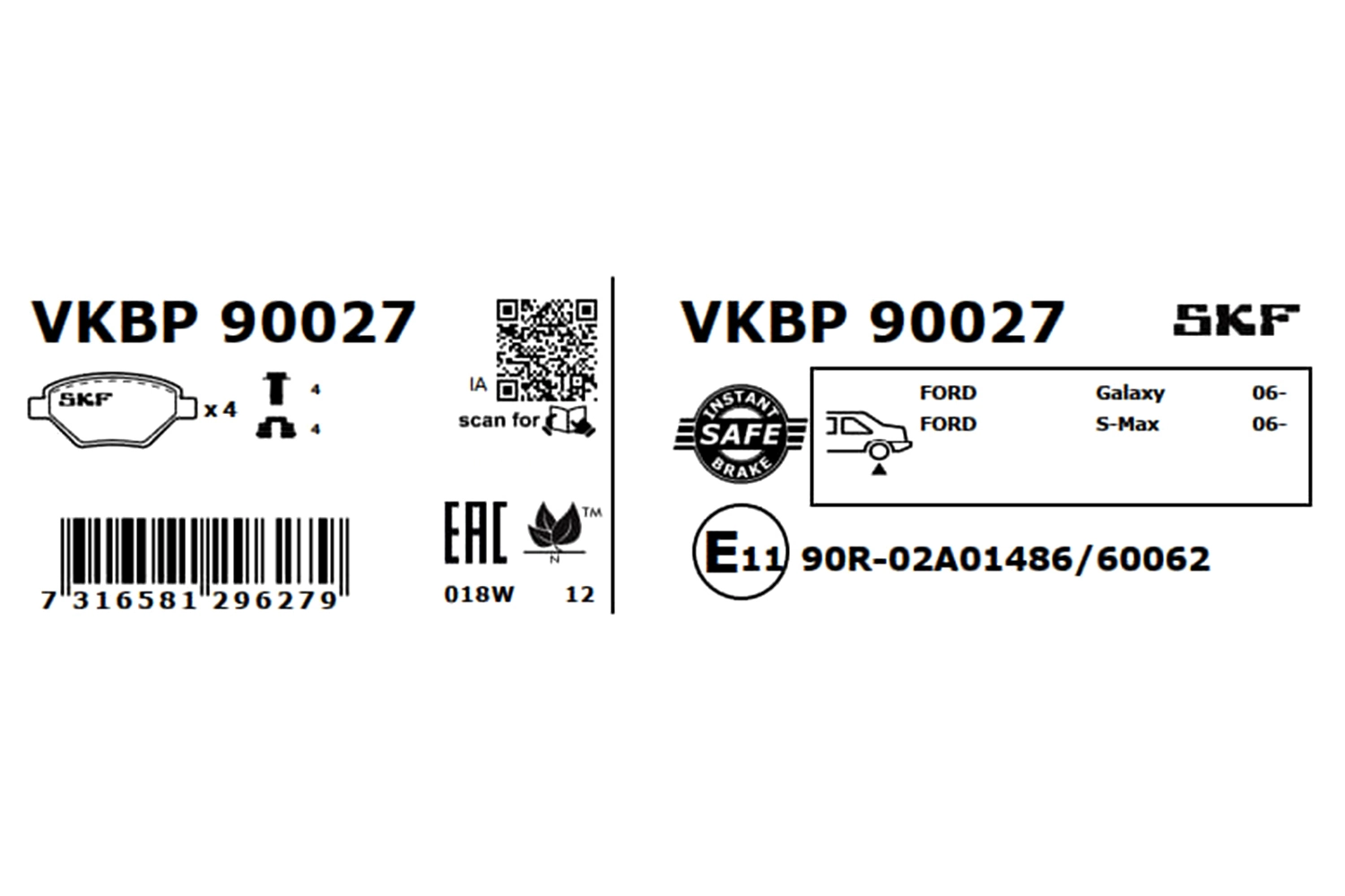 Brake Pad Set, disc brake VKBP 90027