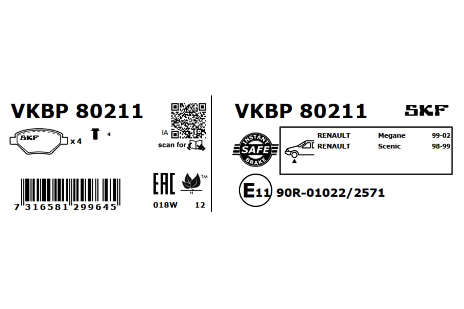 Brake Pad Set, disc brake VKBP 80211