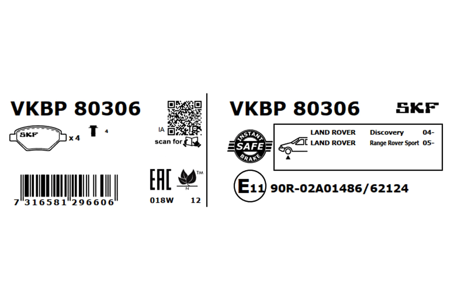 Brake Pad Set, disc brake VKBP 80306