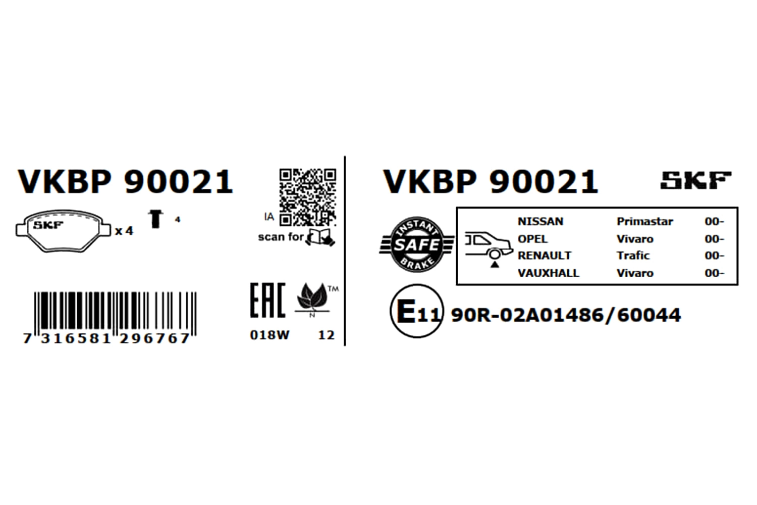 Brake Pad Set, disc brake VKBP 90021