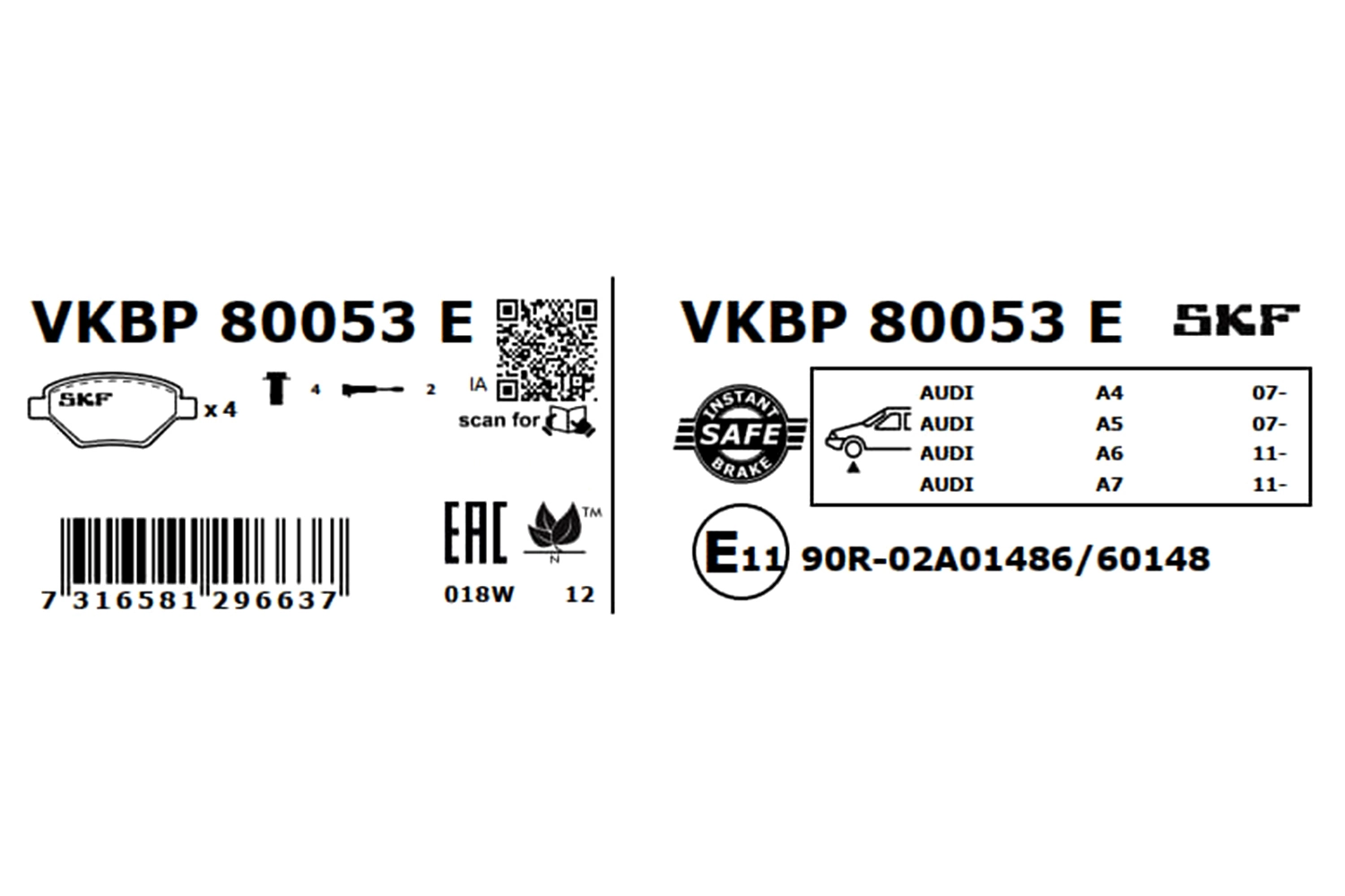 Brake Pad Set, disc brake VKBP 80053 E