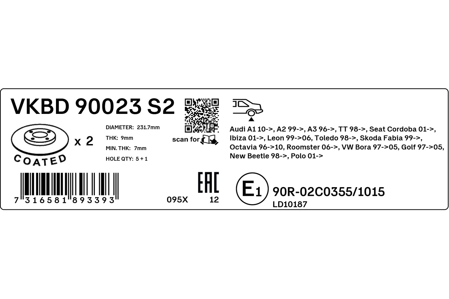 Brake Disc VKBD 90023 S2