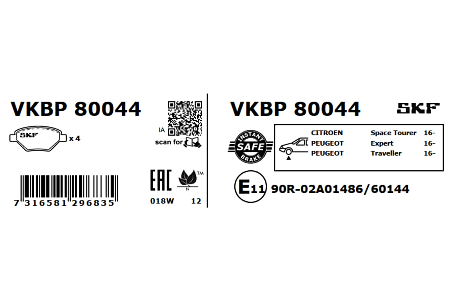 Brake Pad Set, disc brake VKBP 80044