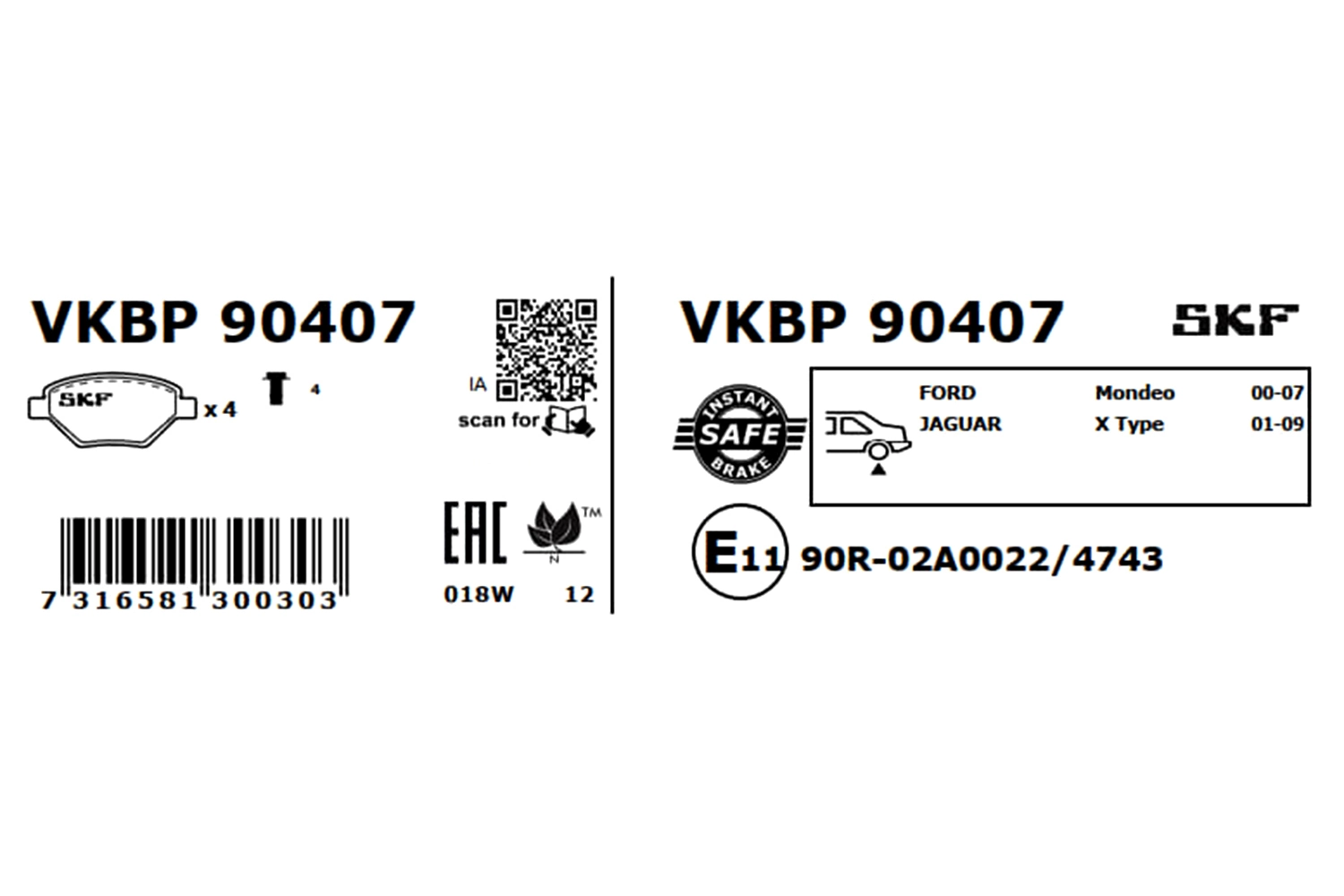 Brake Pad Set, disc brake VKBP 90407