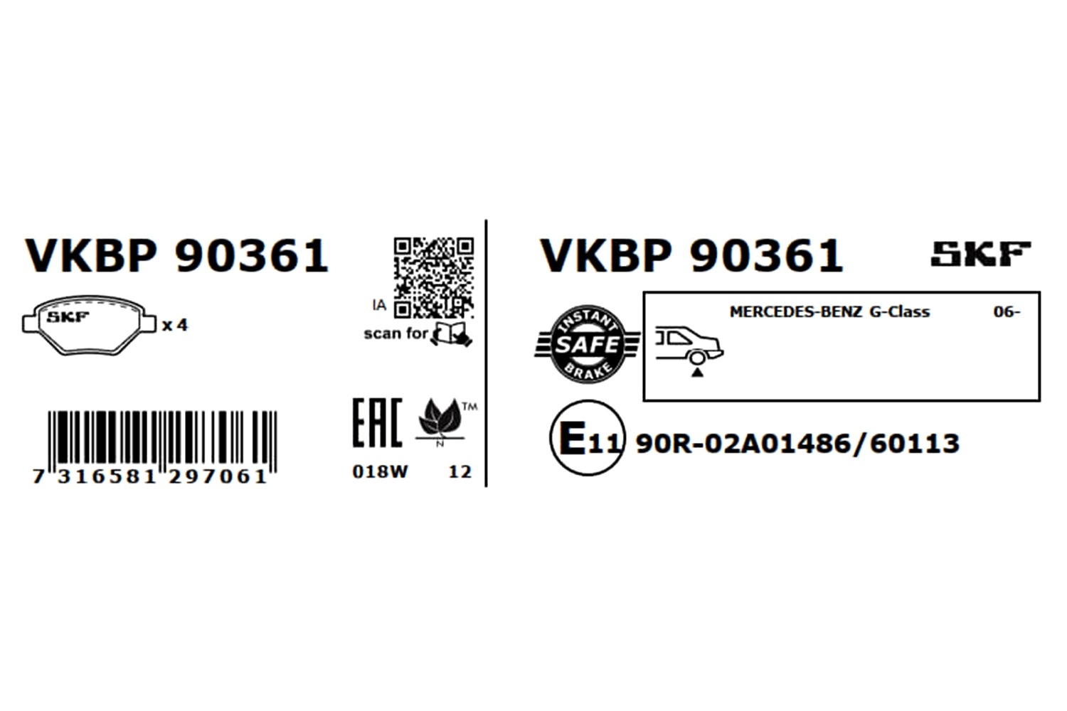 Brake Pad Set, disc brake VKBP 90361
