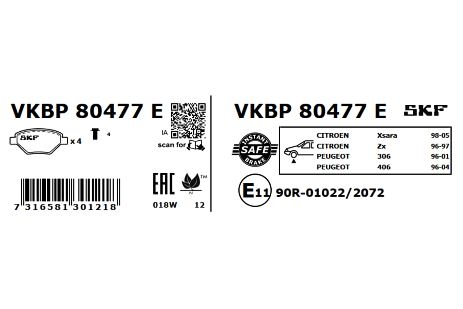 Brake Pad Set, disc brake VKBP 80477 E