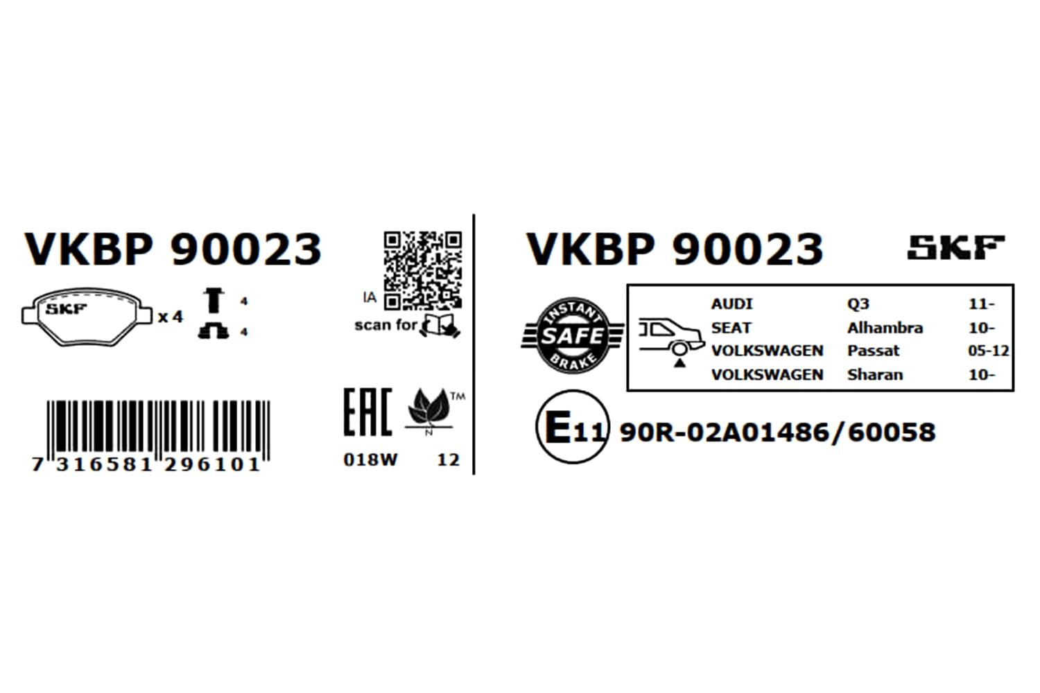 Brake Pad Set, disc brake VKBP 90023